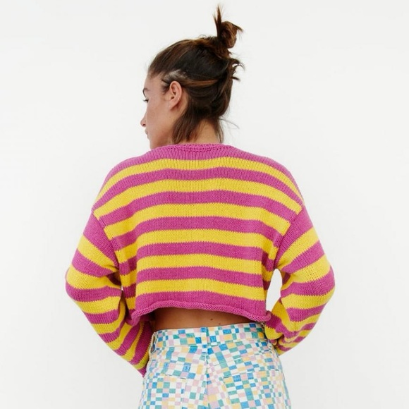 ZARA STRIPPED CROPPED SWEATER - Picture 5 of 7